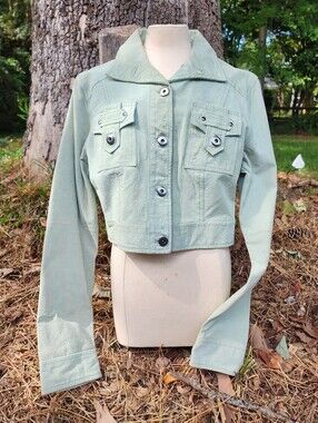 Marcelle Renee Suede Leather Vintage Crop Jean Jacket Y2K Small